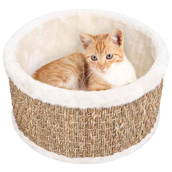 Panier rond pour chat en herbiers marins Ø 36 cm beige