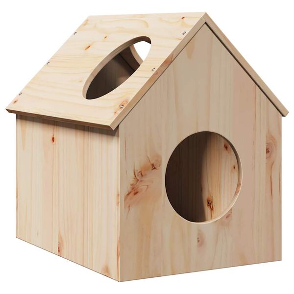 Maison pour chat en pin massif avec marches 41 × 50 × 50 cm