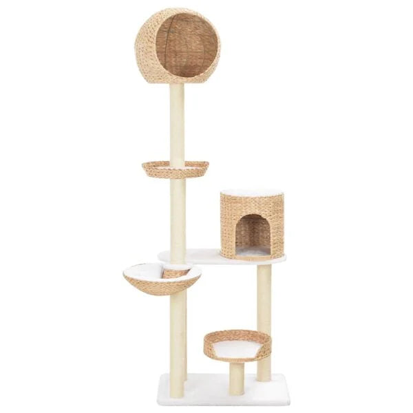 Arbre à chat en herbiers marins 180 cm, niche et 4 paniers
