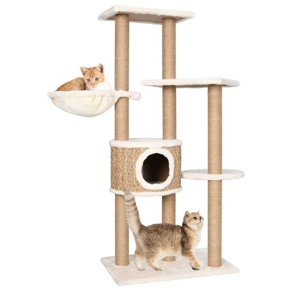 Arbre à chat en herbiers marins 126 cm avec niche