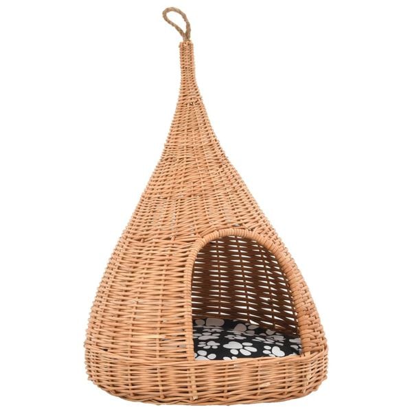Panier pour chaton en saule naturel avec coussin 40 × 60 cm