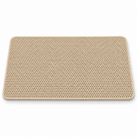 Tapis de litière à double couche jaune, de ton beige sur fond blanc
