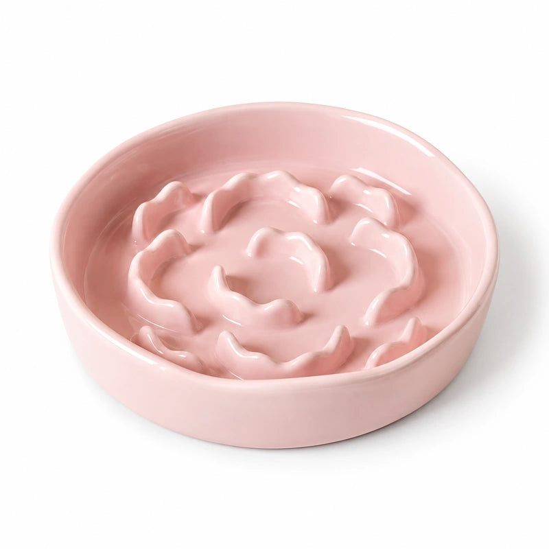 Gamelle anti-glouton en céramique rose