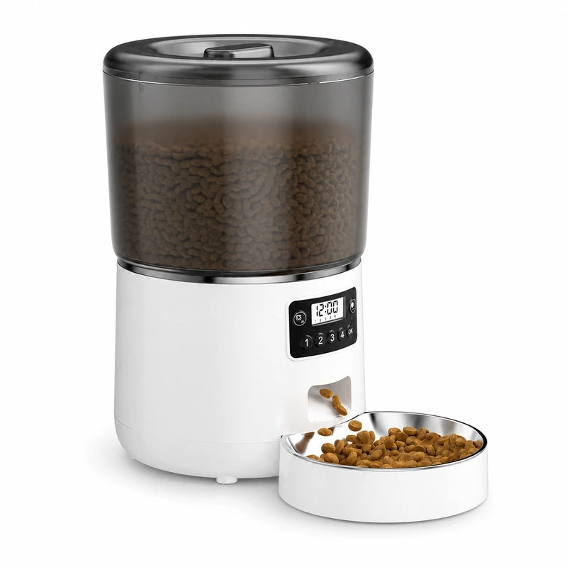 Distributeur de croquettes 4 L blanc anti-blocage