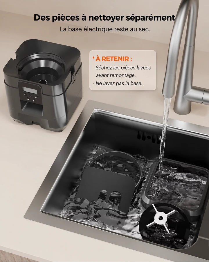 Pièces amovibles du distributeur noir séparées de la base électrique pour le nettoyage