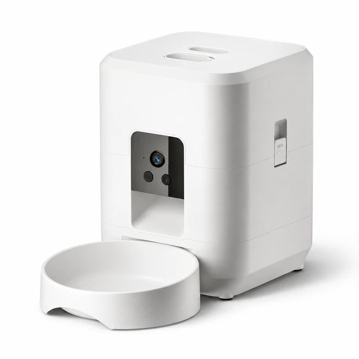 Distributeur automatique de croquettes pour chat 2 L avec caméra — Blanc